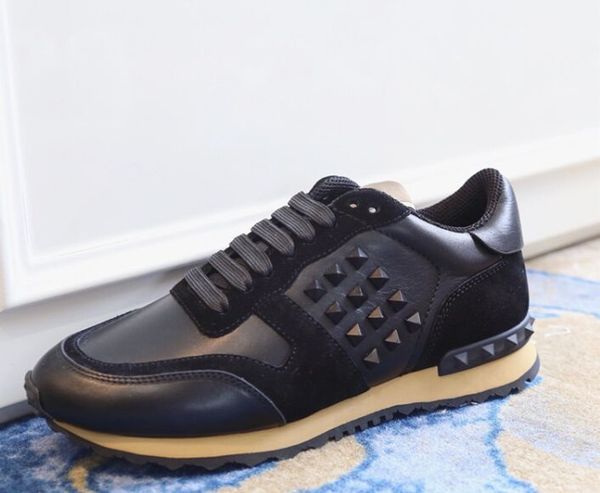 

original box] fashion stud camouflage sneakers shoes footwear men women luxury designer rockrunner trainers casual shoes sports shoes36-46, Black