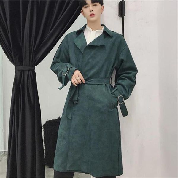 

spring autumn new design bat sleeve outwear solid color loose men trench fashion versatile buckle windbreakers homme coats, Tan;black