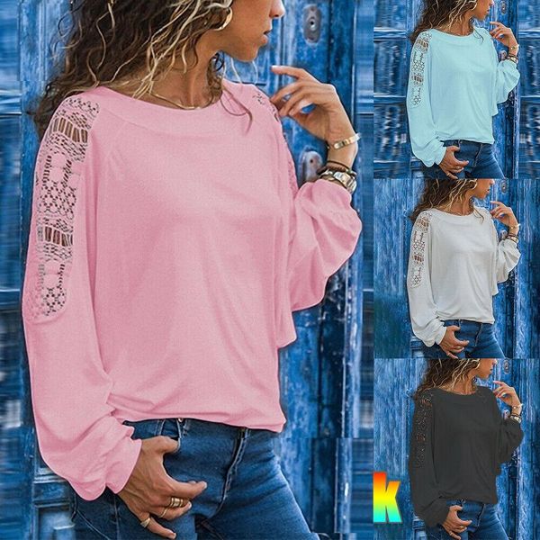 

8 colour s-5xl women long sleeve baggy o neck loose blouse ladies casual jumper plus size57761671204520, White