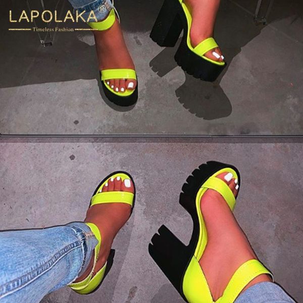 

lapolaka new fashion dropship size 37-41 platform ins sandals woman shoes chunky high heels black pink shoes women sandals