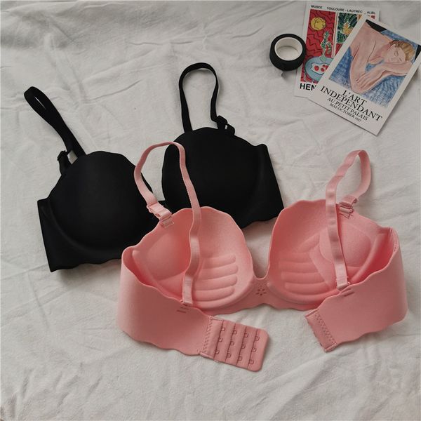 

p shoot women's dress non-steel ring solid bra seemless push up push-up comfortable bra girl's underwear, Red;black