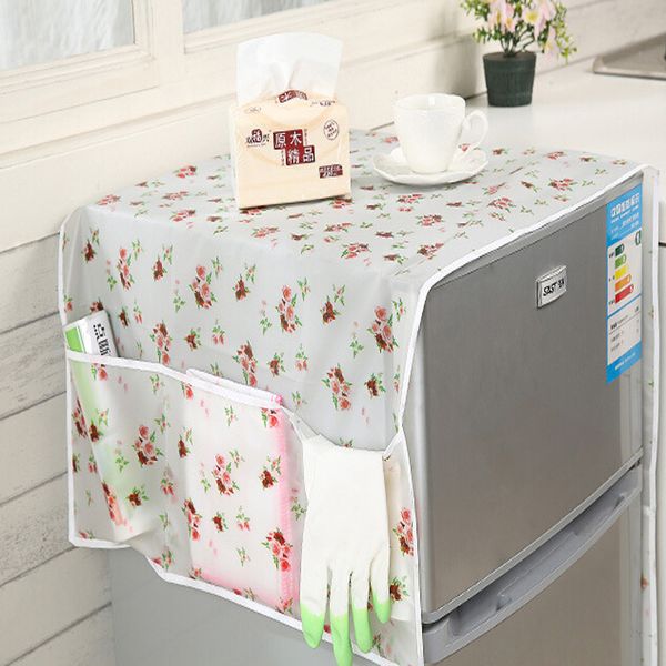 

new transparent printing waterproof refrigerator cover towel household appliances washable storage bags