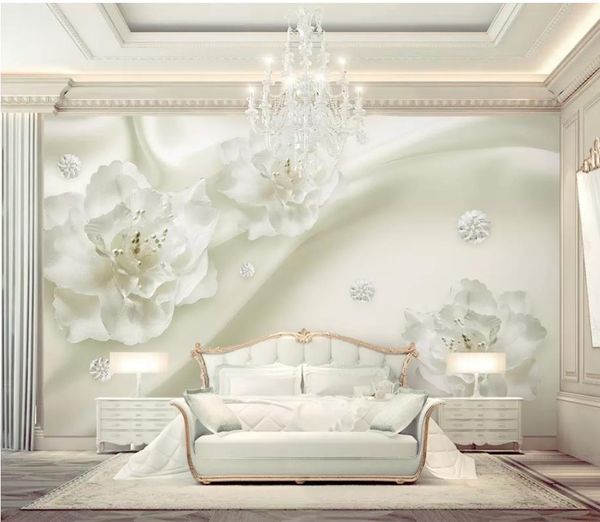 

modern living room wallpapers beautiful silk flower european style 3d stereo tv background wall