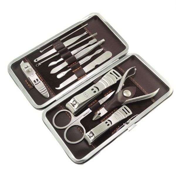

new stainless nipper cutter nail clipper pedicure manicure set kit case 12 in 1 set