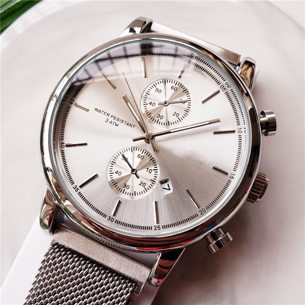 

selling boss watch casual fashion calendar quartz men's watch alloy mesh with relogio masculino ing, Slivery;brown