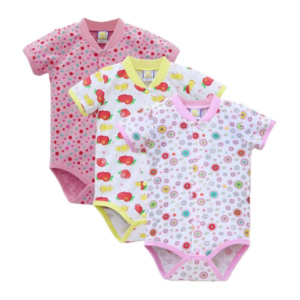 

100% cotton newborn bodysuits baby 3pcs/lot girls jumpsuits summer short toddler clothing fashion clothes 2019 children's bodie, White