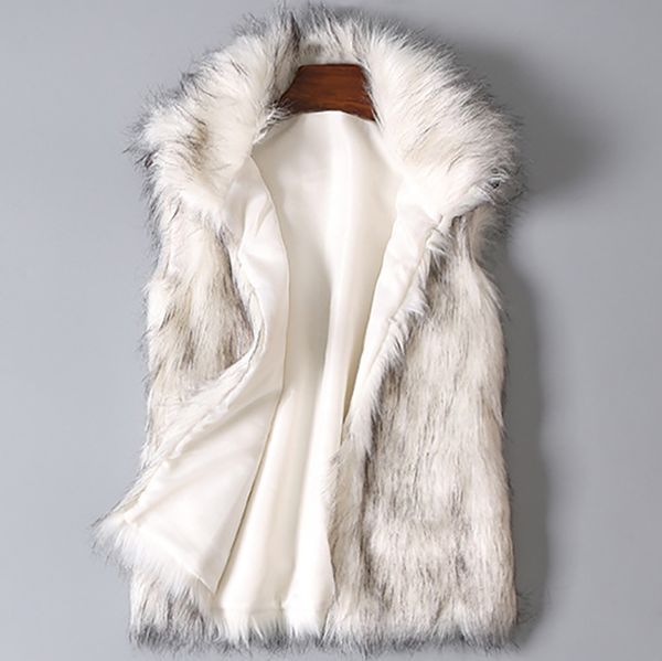 

2019 womens vest women's wool vest faux fur stand collar faux fur coat jacket waistcoat veste sans manche femme 30, Black;white