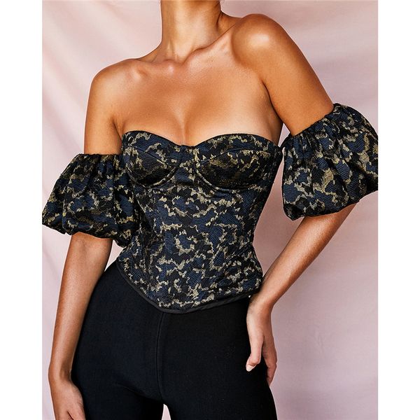 

девушки без бретелек с плеча футболки латтерн рукав тощие сексуальные дамы топы тонкий спинки мода женская одежда, White