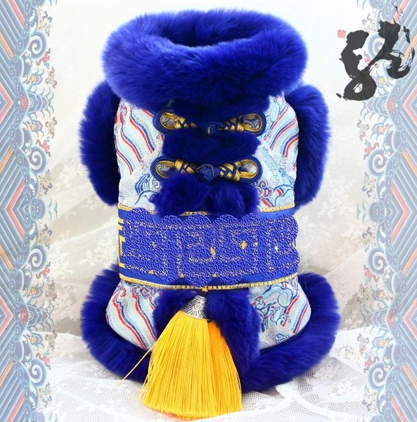 

the nobility of sapphire blue lining fur imitation hair collar dog coat dog clothes cat pet overcoat poodle