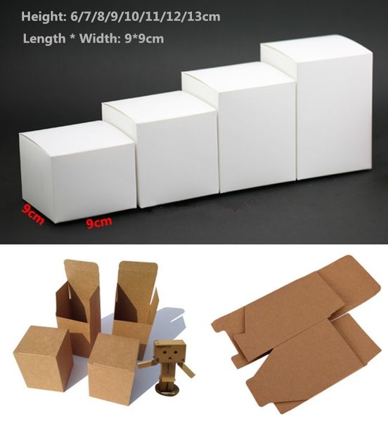 

50pcs 13 sizes kraft paper cardboard box for jewelry gift candy packaging carton box gift soap package packing paper white