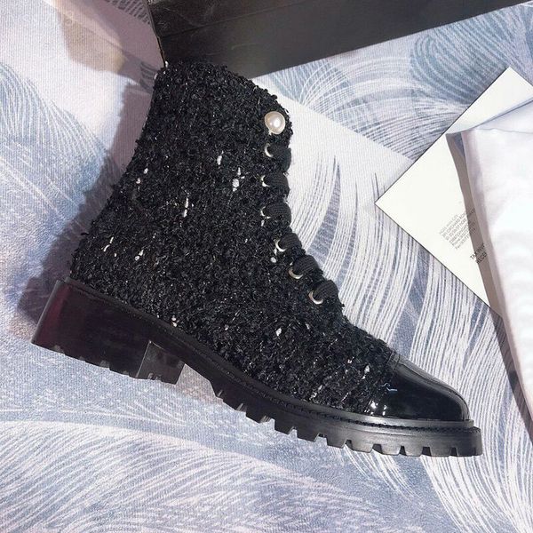 

classic autumn and winter martin boots flat women's european and american style lace-up motorcycle boots women's short boots, Black