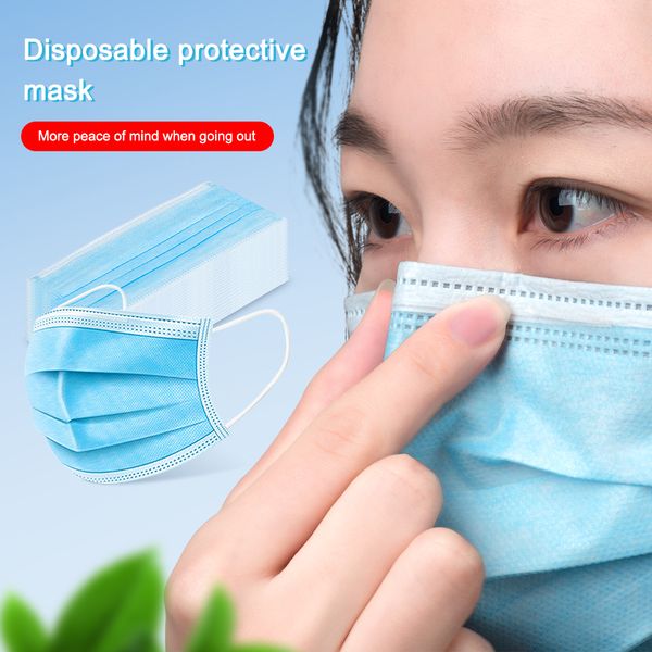 

dhl support team disposable face mask dedicated protective 3 layer mouth masks anti pm2.5 facial dust-proof necessary safety masks, White