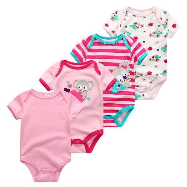 

2019 4pcs/lot girls clothes unicorn bodysuit cotton baby clothes newborn short sleeve baby boy clothes cartoon ropa bebe, Blue