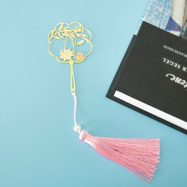 

antique gold carved epiphyllum bookmark with tassel book lovers gift