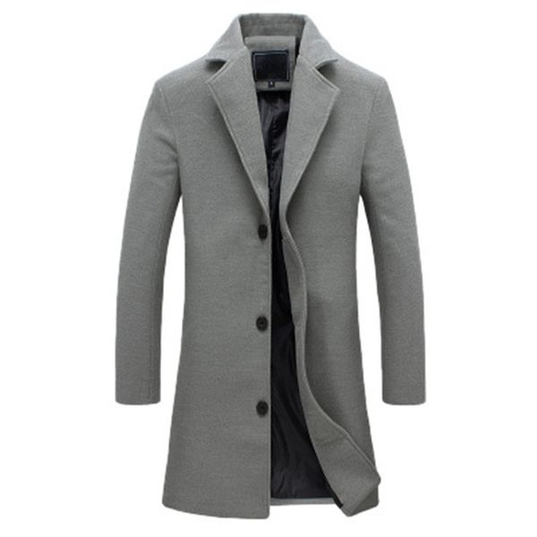 

2018 autumn new men's solid color long trench coat korean fashion slim coat color hhaki / black / gray blue navy blue, Tan;black
