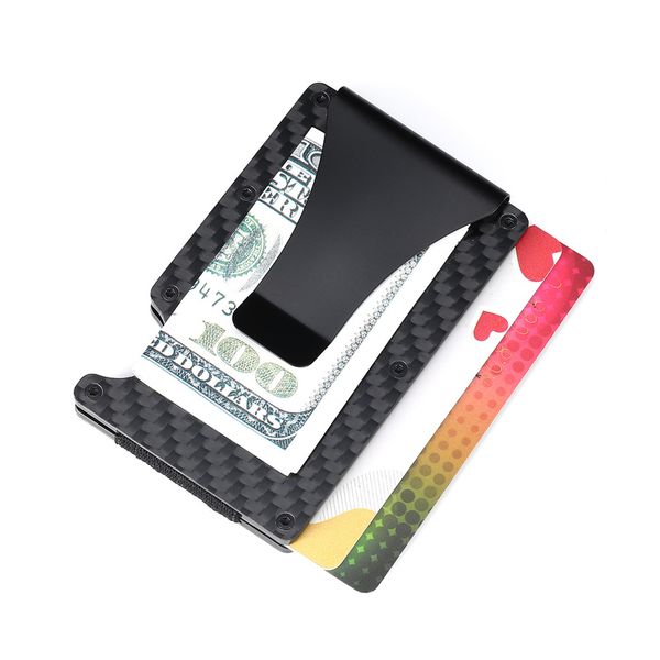 

non-scan metal wallet new fashion slim carbon fiber holder rfid purse male carteira masculina billetera, Red;black