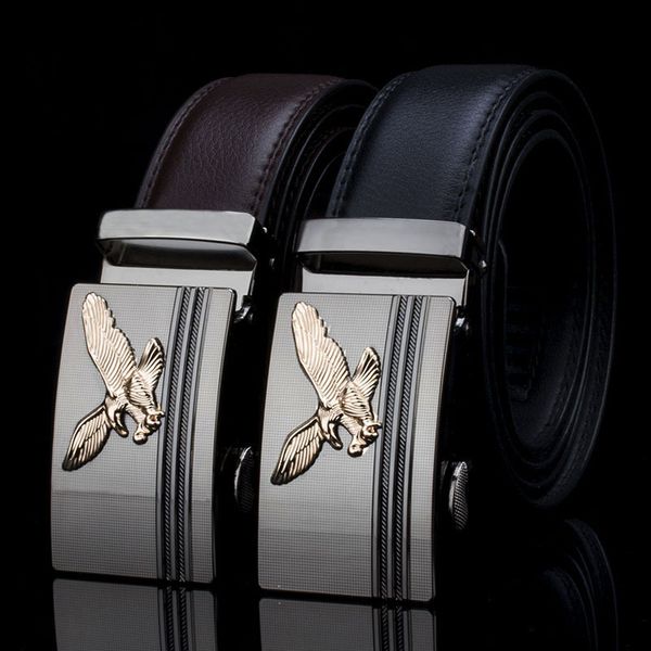 

new eagle men's leather belt buckle business fashion casual leather belt designer belts for men, Black;brown