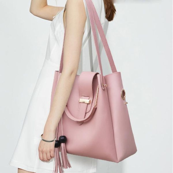 

bag for women 2020 fashion women's outdoor solid color three-piece leather handbag messenger bag bolso #t1g