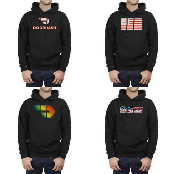 2019 Fashion Men Doordash Order Food Online Red Fleece Hoodies Sweatshirt Casual Novelty Band Hoodies National Flag White Logo Rainbow Les From