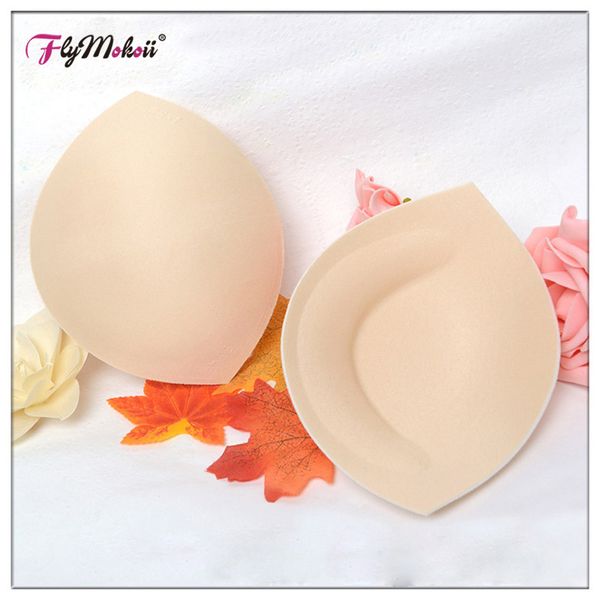 

flymokoii 10 pairs/lot women intimates accessories nude semiluna sponge swimsuit breast push up pads chest enhancers foam bra insert, Black;white