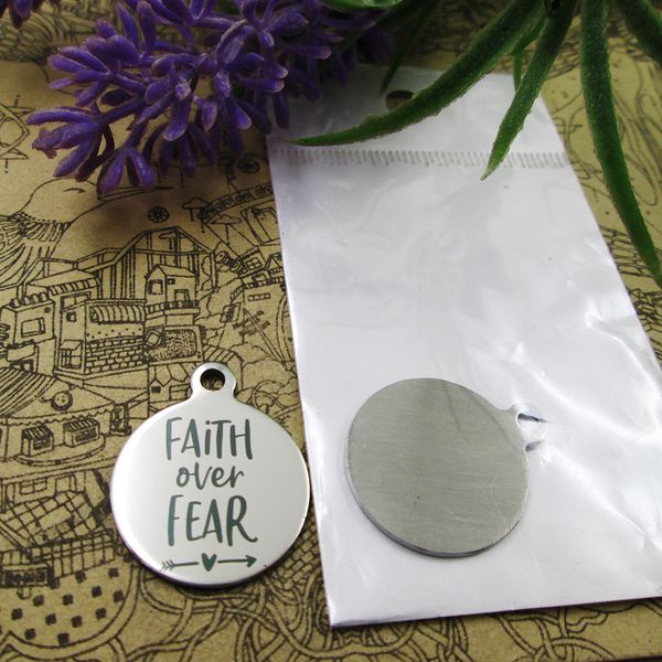 

40pcs--"faith over fear"stainless steel charms more style for choosing diy charms pendants for necklace, Bronze;silver