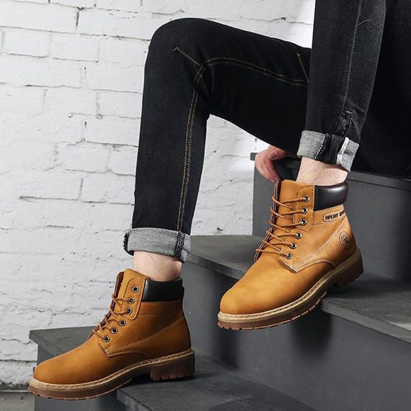 

2020 new coturno men leather shoes high fashion winter warm plush snow shoes motorcycle ankle work boots couple boots