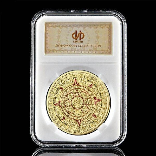 

Commemorative Coin Mayan calendar Aztec Mexico 1oz Gold Plated Souvenir Coin Collectible W/Pccb Box
