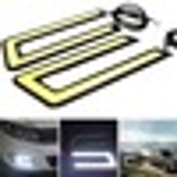

2pcs white cob led daytime running light headlight fog light dc 10-16 v car source u shape