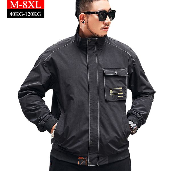 

men's jackets spring jacket plus size 8xl stand collar fashion loose designer clothes mens casual slim fit windbreaker men coats, Black;brown