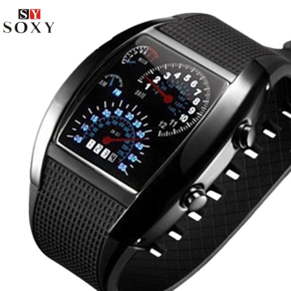 

fashion men's watch unique led digital watch men wrist rubber sport watches men clock relogio masculino reloj hombre, Slivery;brown