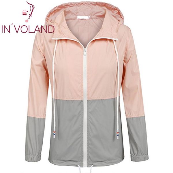 

женщины повседневная с капюшоном шеи с длинным рукавом лоскутное молния непромокаемые ветровка повседневная открытый весь сезон закрытия dra, Black;brown