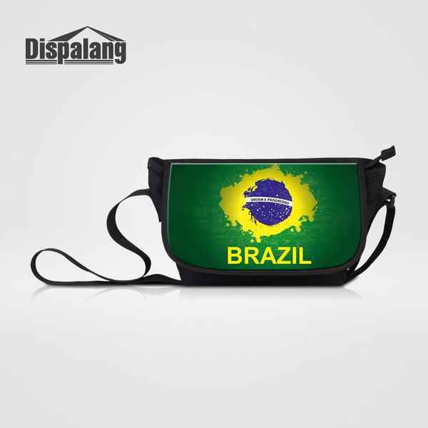 

large canvas messenger bag brazil national flag prints men's crossbody bag teenager school lapshoulder casual travel