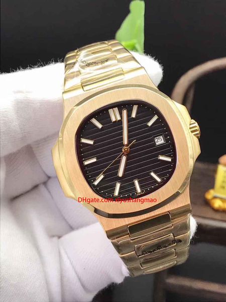 

luxury men's watch, nautilus 5711 series, stainless steel case, butterfly clasp, 2813 automatic movement watch. sport, golden stainless, Slivery;brown