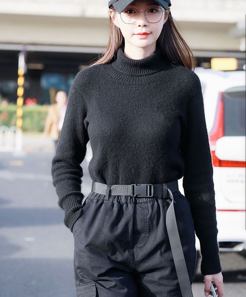 

new winter 2019 sweater turtleneck black slim fit pullover turtleneck pullovers black women sweater, White;black