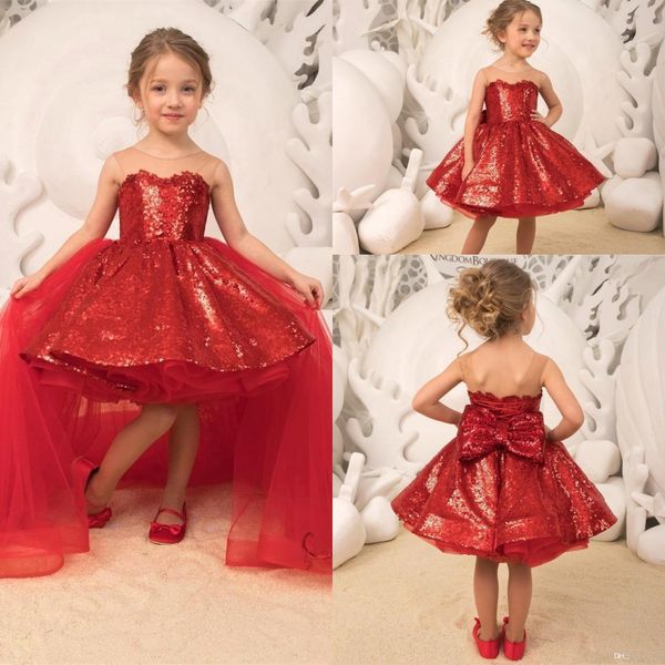 

2019 новый красный блеск блестки цветочница платья со съемной тюль юбка девушки партии день рождения платья корсет обратно с бантом bc2163, White;blue