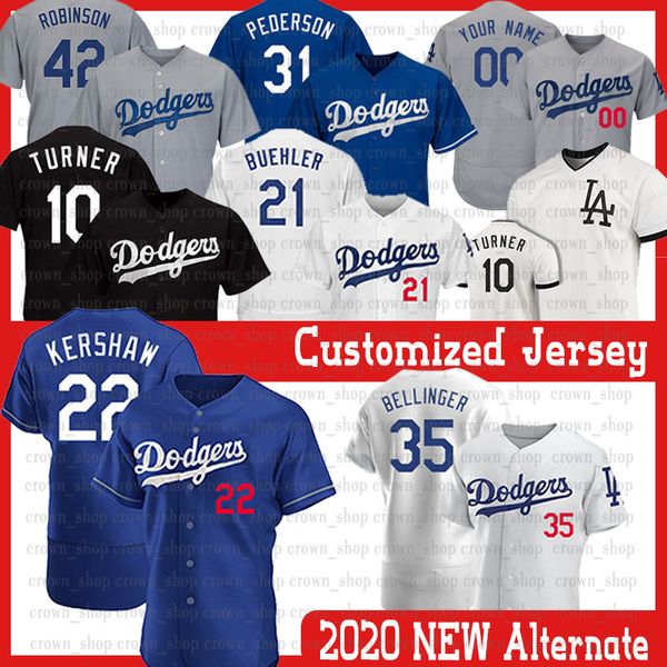 

los custom angeles 22 clayton kershaw dodgers jersey 35 cody bellinger justin turner walker buehler enrique hernandez manny machado baseball, Blue;black