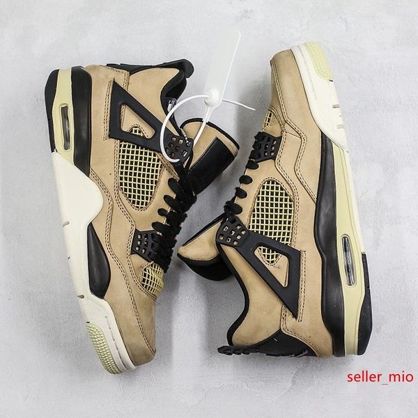 

2019 mushroom basketball shoes 4s black khaki real leather mens designer outdoor sport sneaker trainers with box