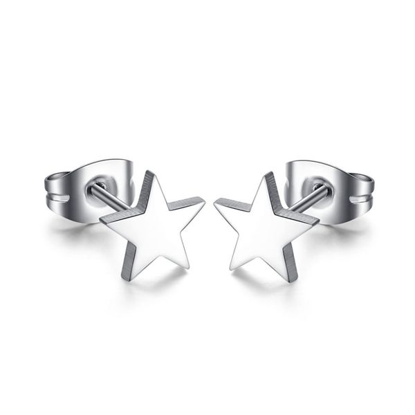 

kpop shining mens womens stainless steel star cutting stud piercing earrings high polished fashion jewelry manufacturer dropship, Golden;silver
