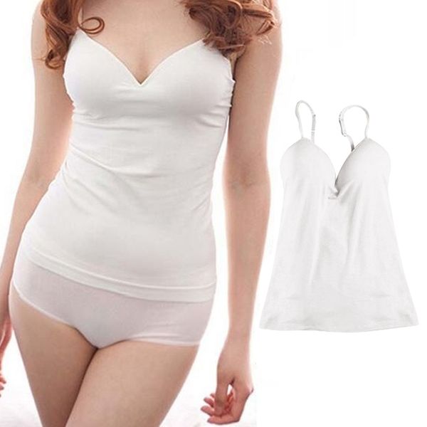

women's bra camisole spaghetti tank undershirt, soft, breathable, l size, White
