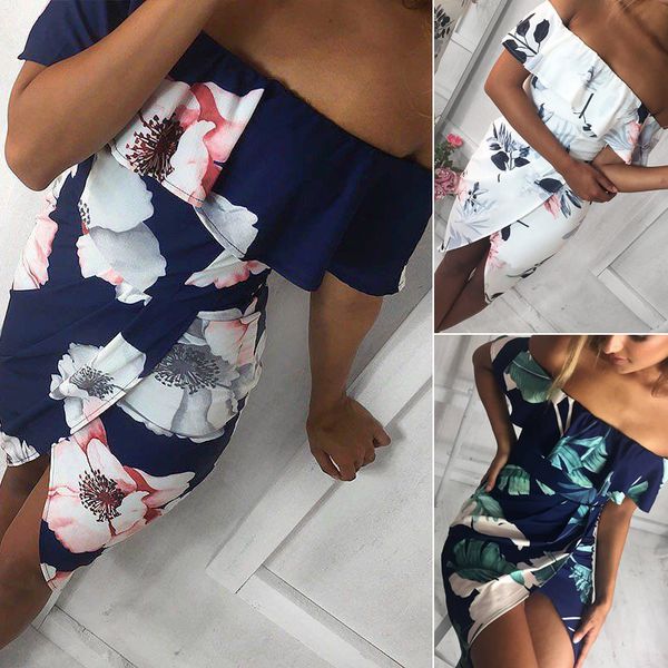 

wrap women's one wear shoulders around your chest printing dress om1007, Red;white