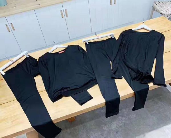 

men women thermal underwear 2019 desinger new canada brand fleeced warm underwear suits black color with box package women white men black, Black;white