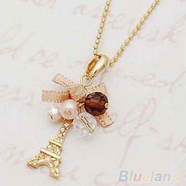 

2016 eiffel tower pendant with necklace golden plated chain fashion jewelry 8nb3, Silver