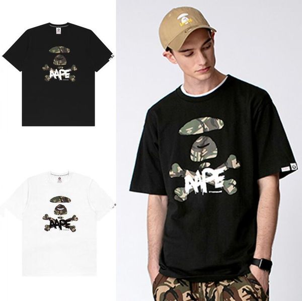 

2020 лето новый обезьяна череп и кости камуфляж печати с коротким рукавом футболки черный / белый размер s~3xl, White;black