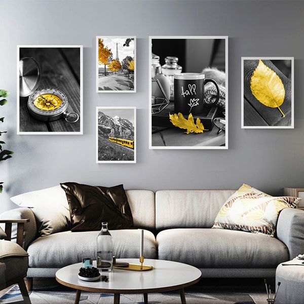 

black yellow landscape picture nordic poster scenery wall art print canvas painting wall pictures for living room home decor