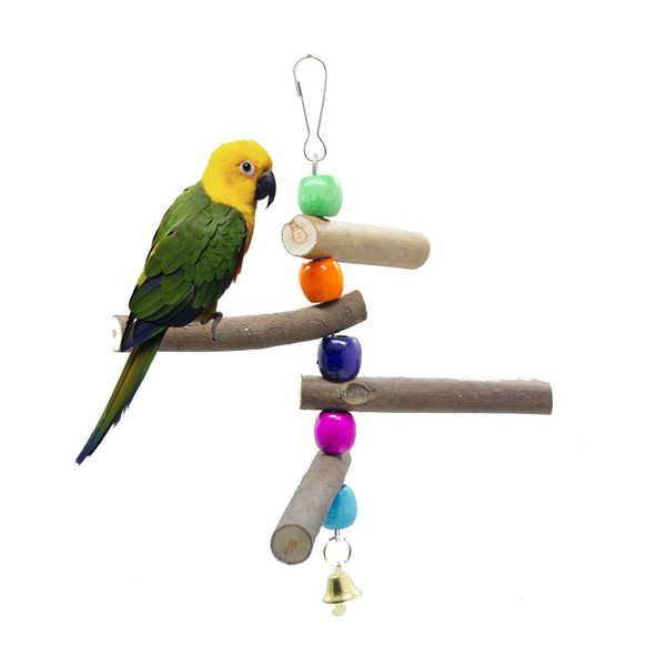 

raw wood stand rack gnawing bar inhabit stick colour mu zhu small-sized parrot to climb stairs fit birdie