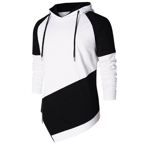 

hoodie sweatshirt mens hip hop pullover hoodies man autumn spring patchwork long sleeve hoodies streetwear shirt, Black