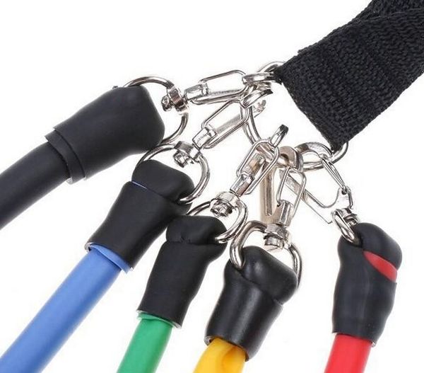 

wholesale-11pcs / set fitness resistance bands exercise tubes practical elastic training rope yoga pull rope pilates workout cordages