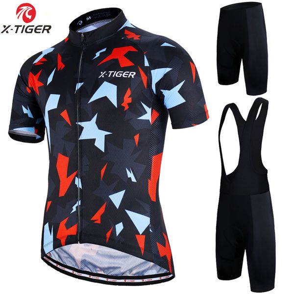 

x-tiger 2019 summer pro cycling jersey set mountain bike cycling clothing men's pro racing bicycle clothes cycling set, Black