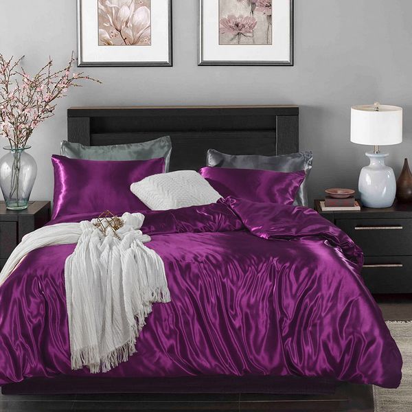 Luxury 2019 Sale Silk Imitation Purple Duvet Cover Set Home Duvet