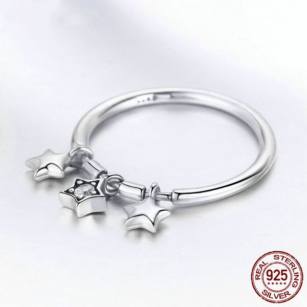 

горячие продажи женщины годовщина партии мода ювелирные изделия стерлингового серебра 925 блеск мотаться звезда кольцо для оптового подарка, Silver